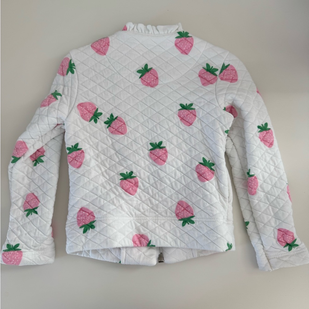 The Beaufort Bonnet Company White Quilted Jacket with Pink Strawberry Print - Picture 3 of 3